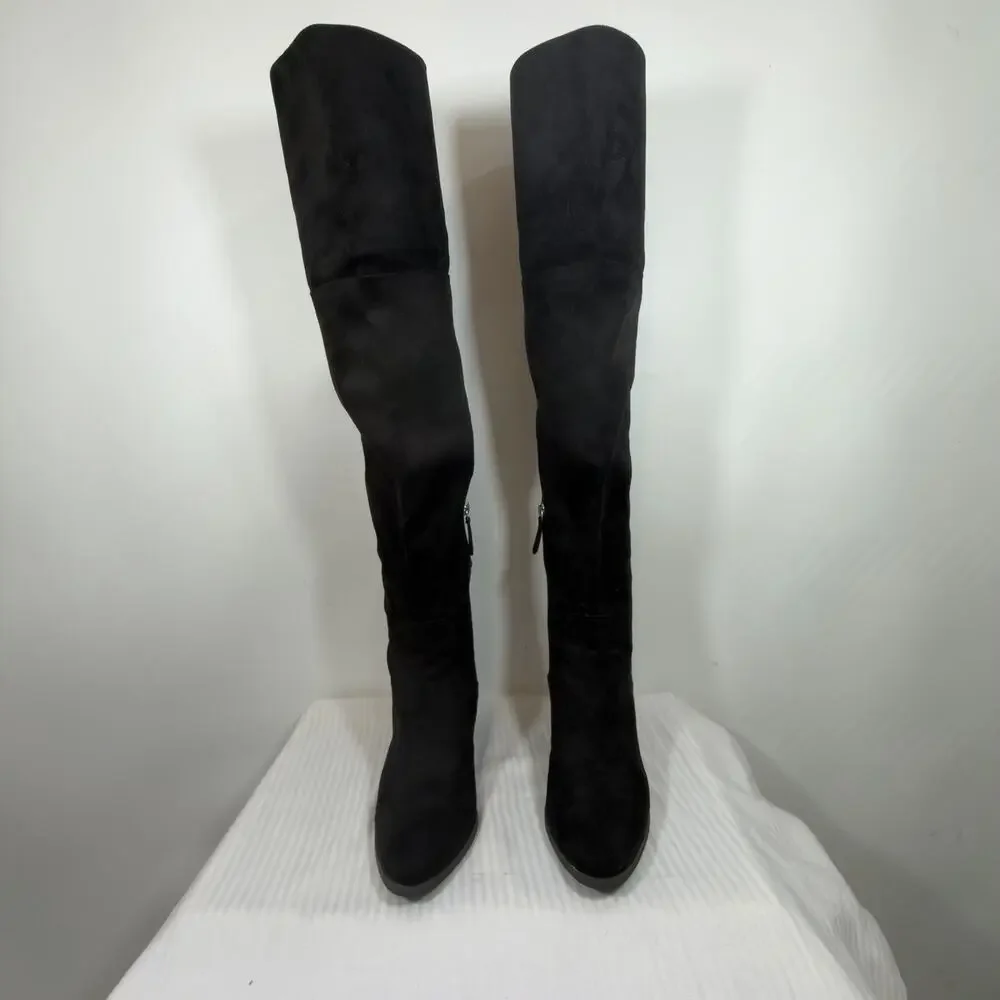 B.P. Nordstrom Black Luke Stretch Over Knee Boots Block Heel Pull On Size 9